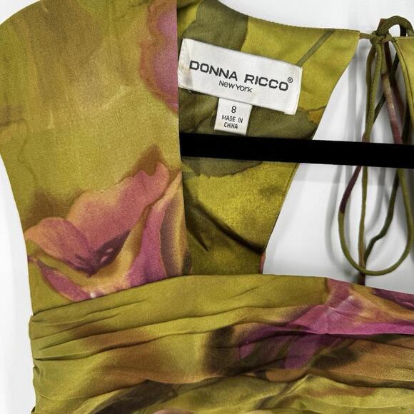 Vintage Donna Ricco dress 8 green midi 90s y2k fall fairy forest floral silk - Picture 2 of 6